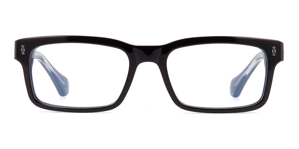 Slim rectangular black glasses frame