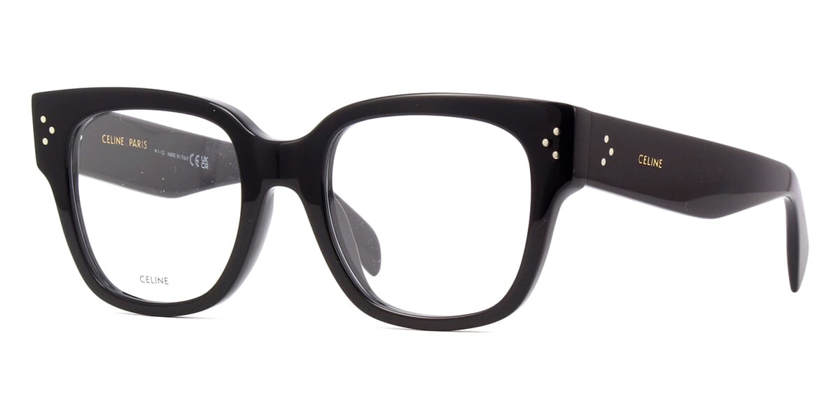 Side view of large chunky black frame eyeglasses