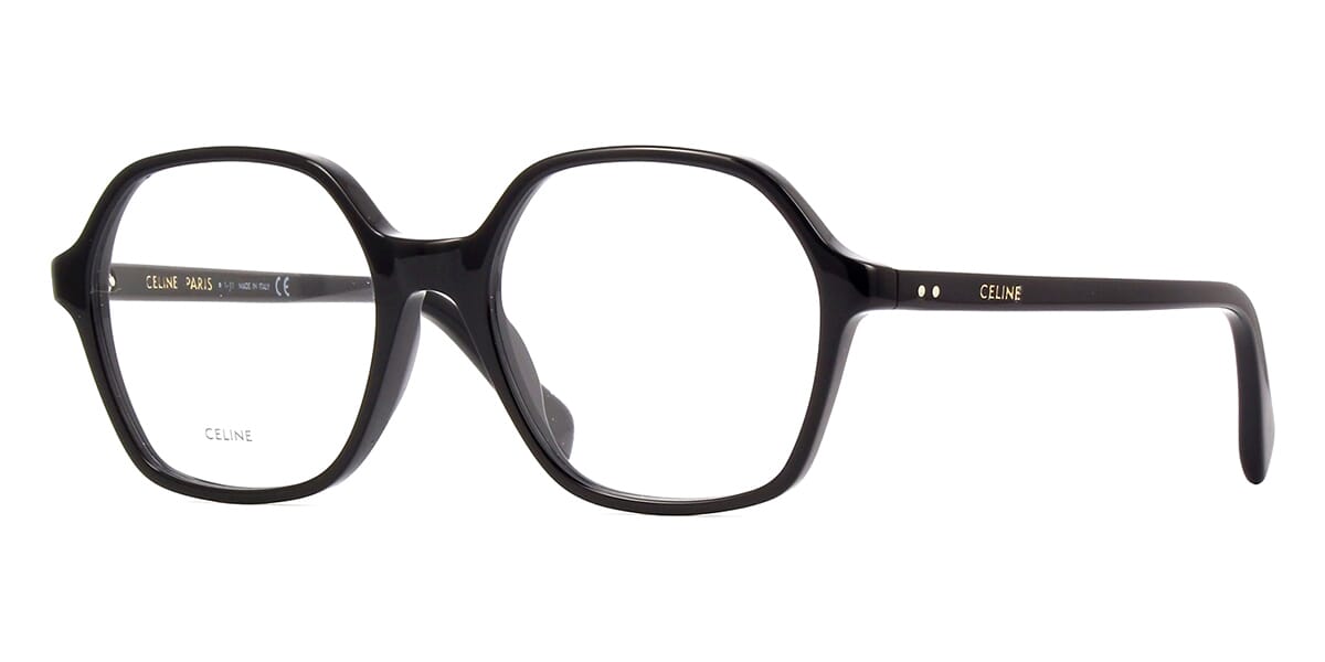 Side view of black geometric eyeglasses