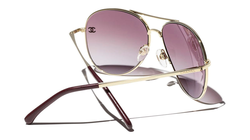 Chanel Pilot Sunglasses - Metal and Calfskin, Gold and Black - Polarized - UV Protected - Women's Sunglasses - 2210QS C395/SB