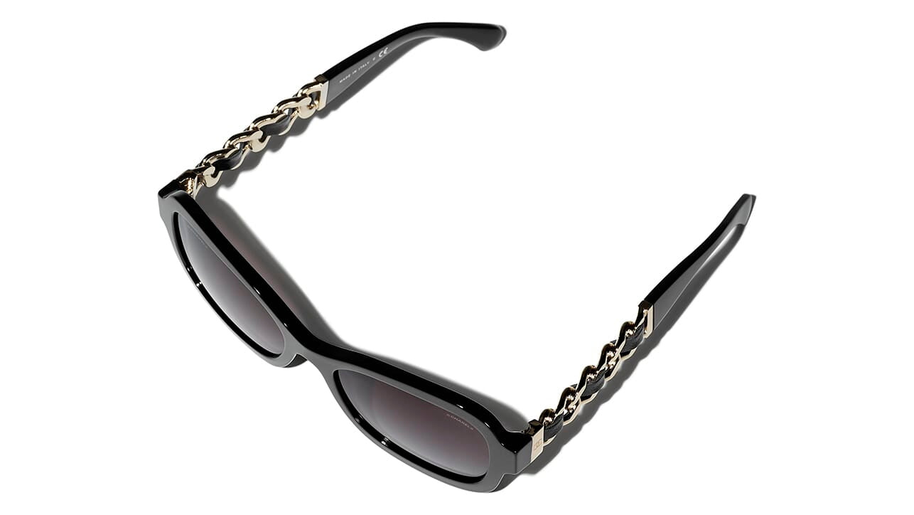Chanel Chain Link Logo Cat Eye Sunglasses Acetate and Metal Black 806492