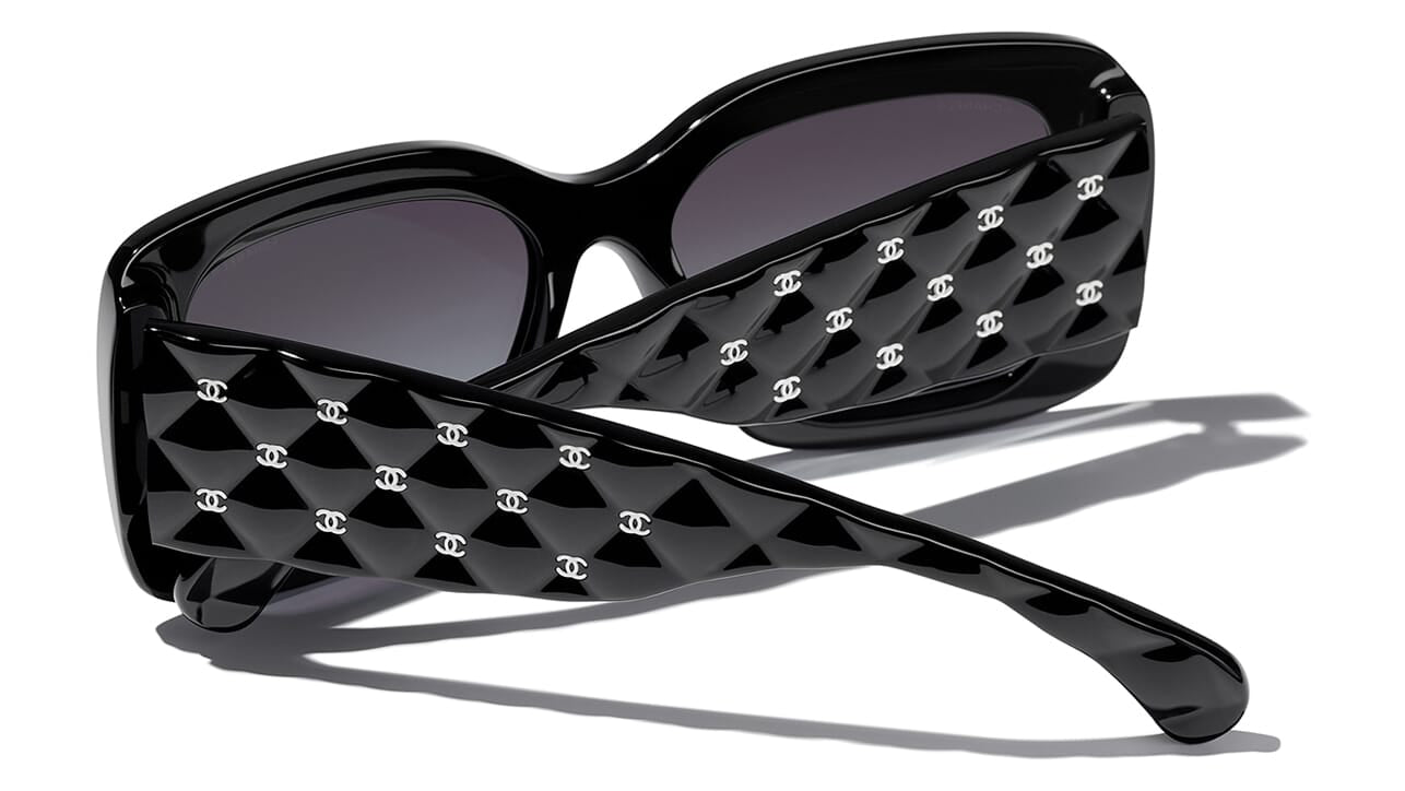 Chanel Black/ Grey Gradient 5235 Q Turnlock Square Sunglasses at 1stDibs