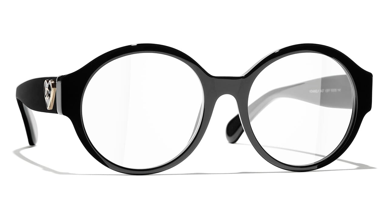 Chanel Coco Charms 3437 C501 Glasses Round Eyeglasses 52mm Black