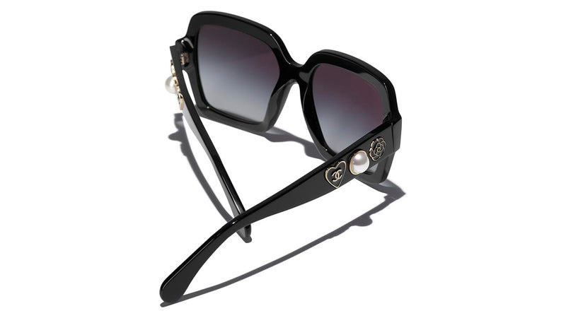 CHANEL Acetate Shield Sunglasses 71466 Black 1222344