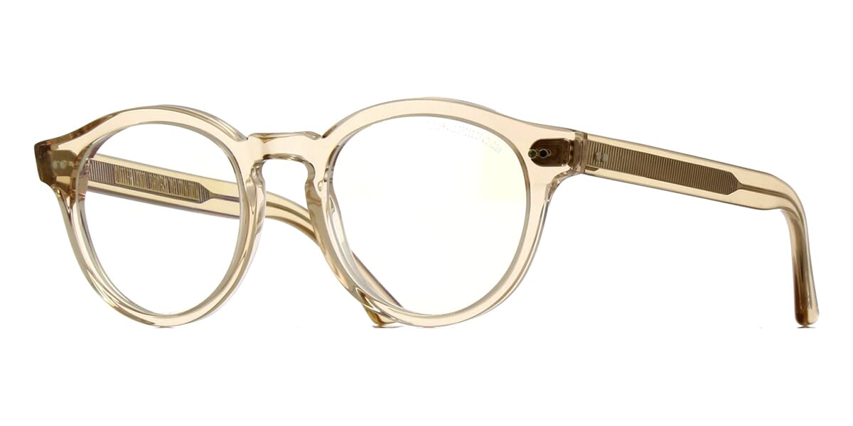 Round tan crystal eyeglasses frame