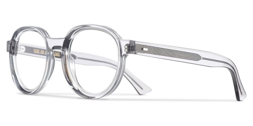 Side view of thick transparent frame glasses
