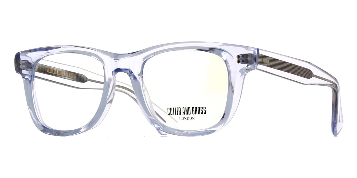 Side view of Wayfarer clear frame eyeglasses