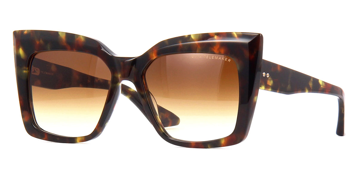 Three quarter view of Dita Telemaker tortoise cat-eye sunglasses frame