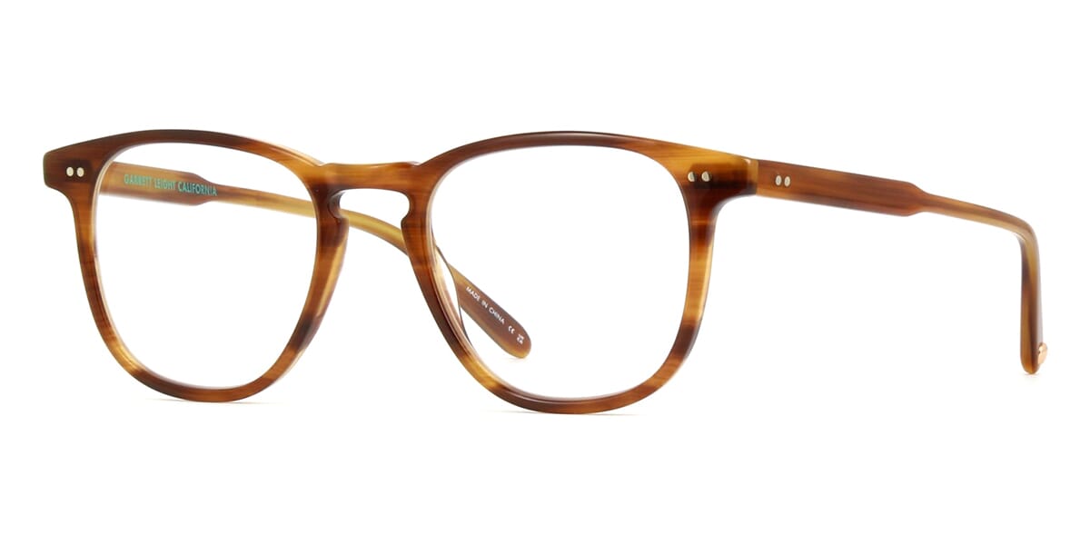 Side view of large rectangular tortoise shell acetate glasses frame
