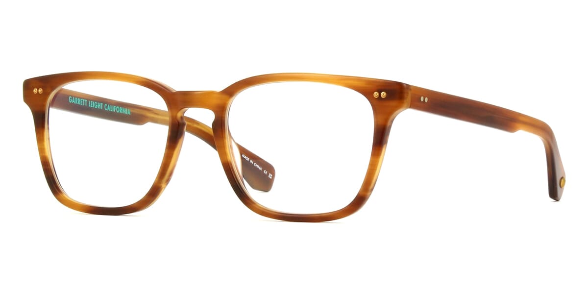 Three quarter view of square tortoise shell spectacles frame