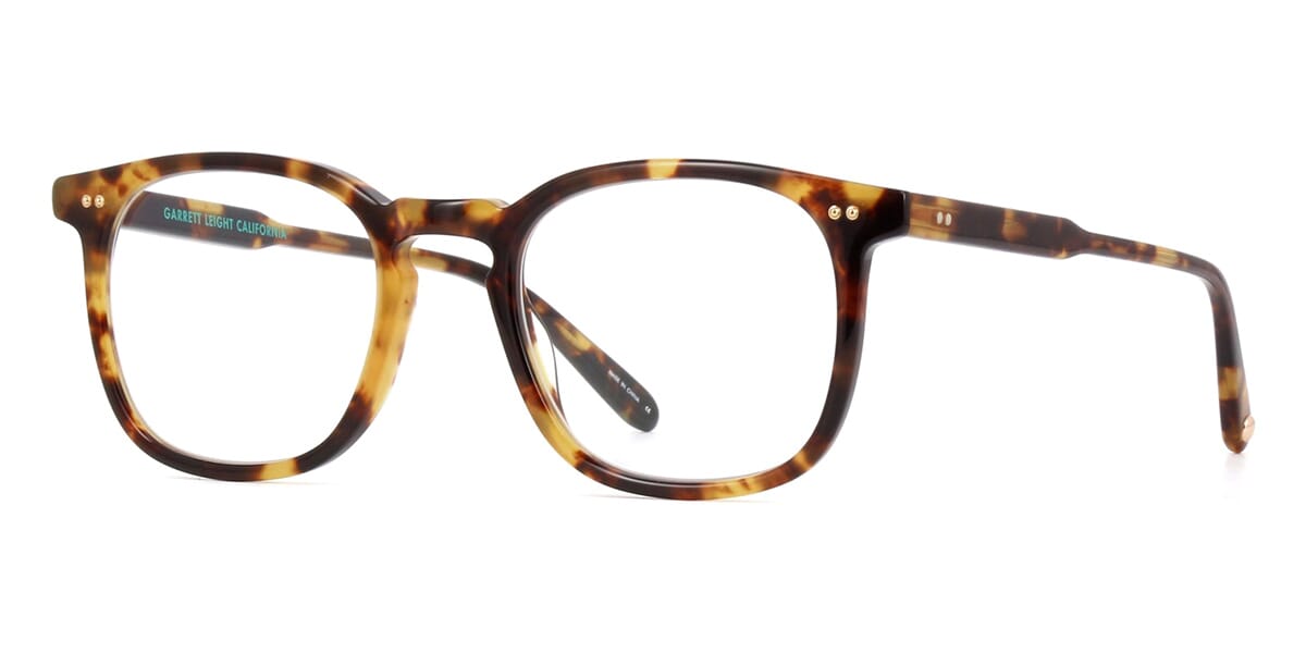 Side view of rounded square tortoise glasses frame
