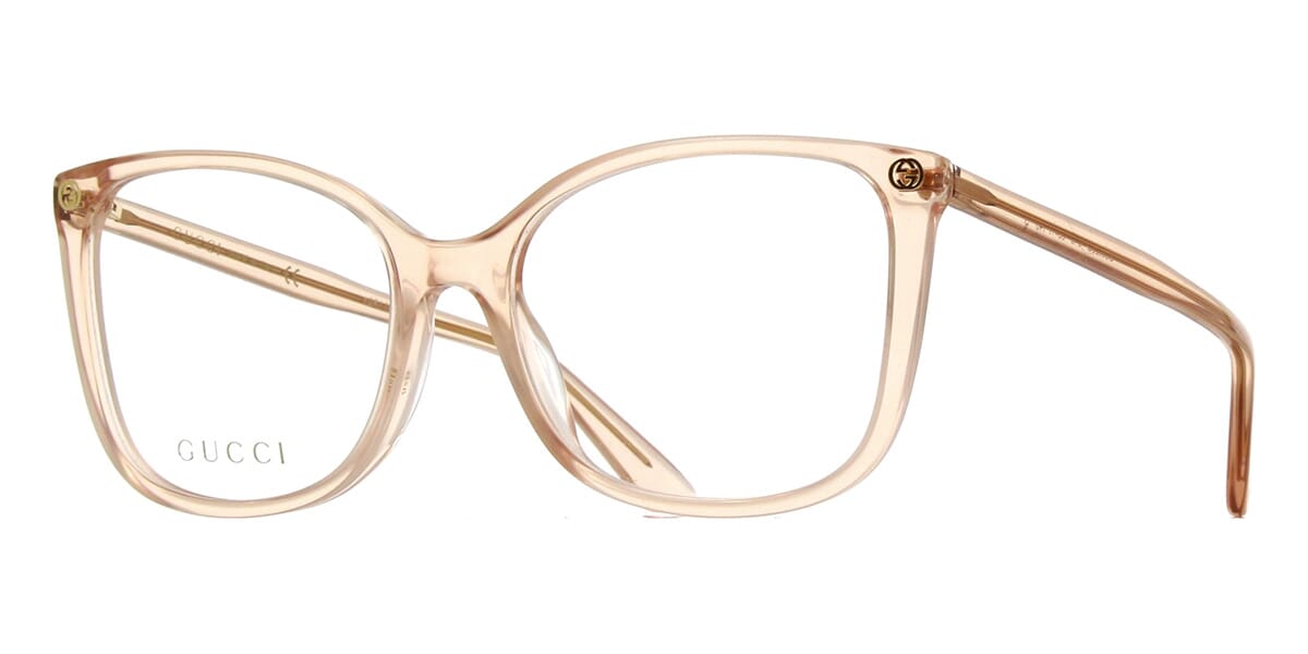 Side view of Gucci nude crystal eyeglasses frame