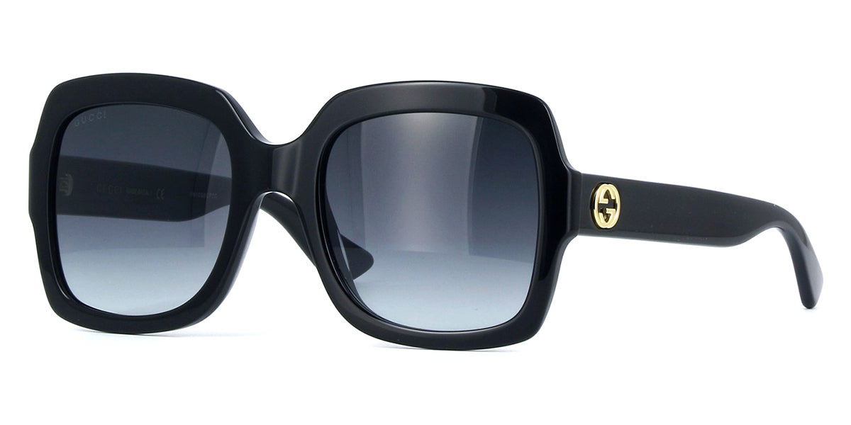 Three quarter view of Gucci GG0036SN 001 black sunglasses frame