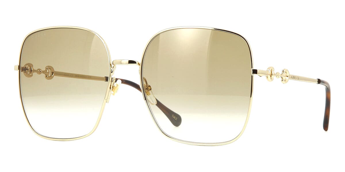 Gucci Gold Metal Squared Sunglasses in Brown for Men