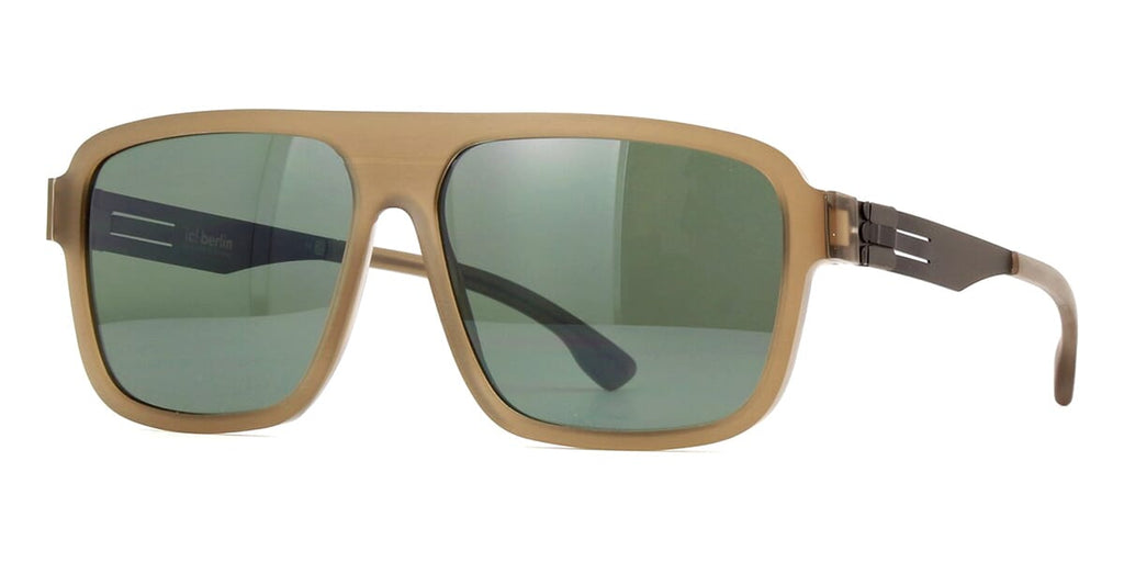 ic! berlin Egon Rough Walnut and Graphite with Green Polarised Sunglasses