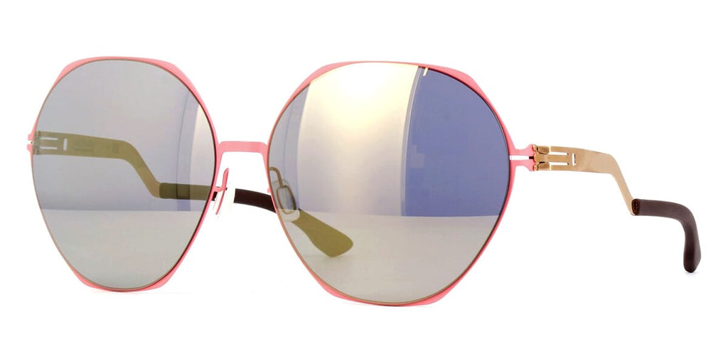 ic! berlin Ku Damm Rose Flamingo with Grey and Light Yellow Mirror Sunglasses