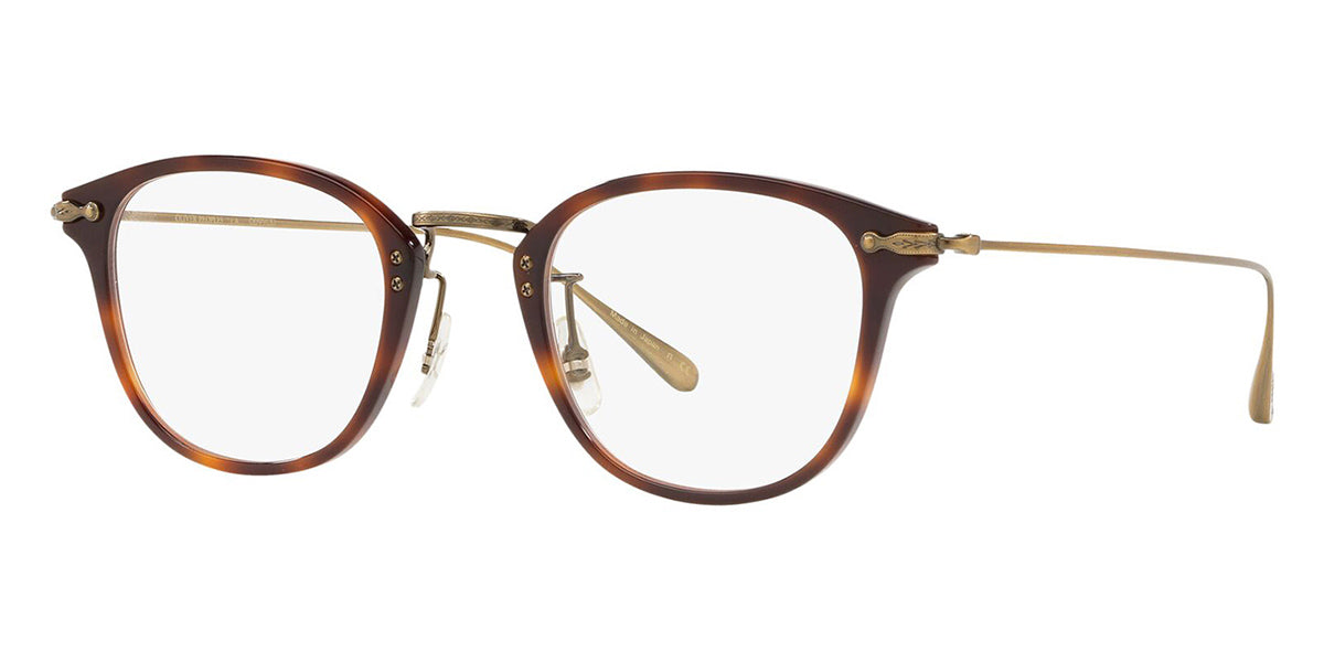 Side view of Havana rim, metal bridge eyeglasses frame