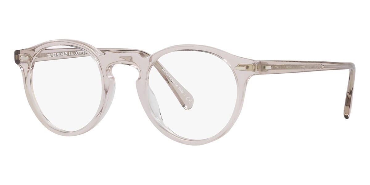 Side view of circular frame clear eyeglasses