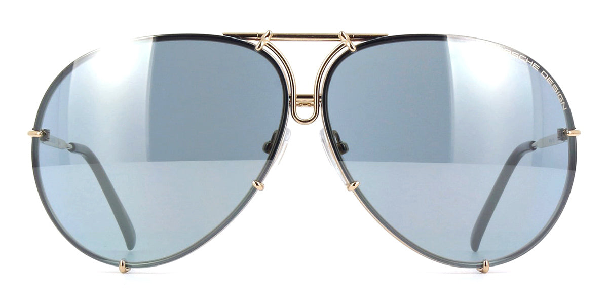 Porsche Design 8478 A Gold Frame - Brown + Blue Lenses - As Seen On Johnny Depp & Laurence Fishburne