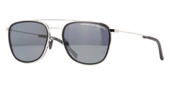 Porsche Design 8692 B Silver and Black Aviators with Grey Lenses