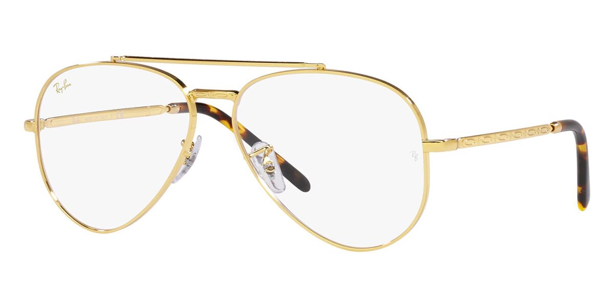 Side view of gold wire Aviator glasses frame