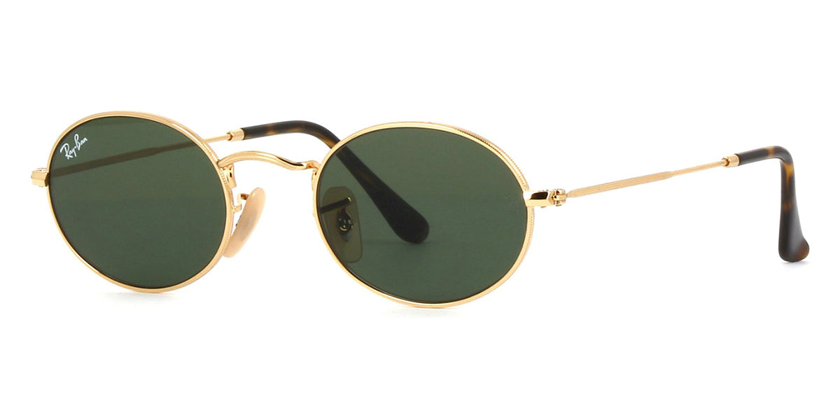 RayBan oval wire sunglasses with green tinted lenses