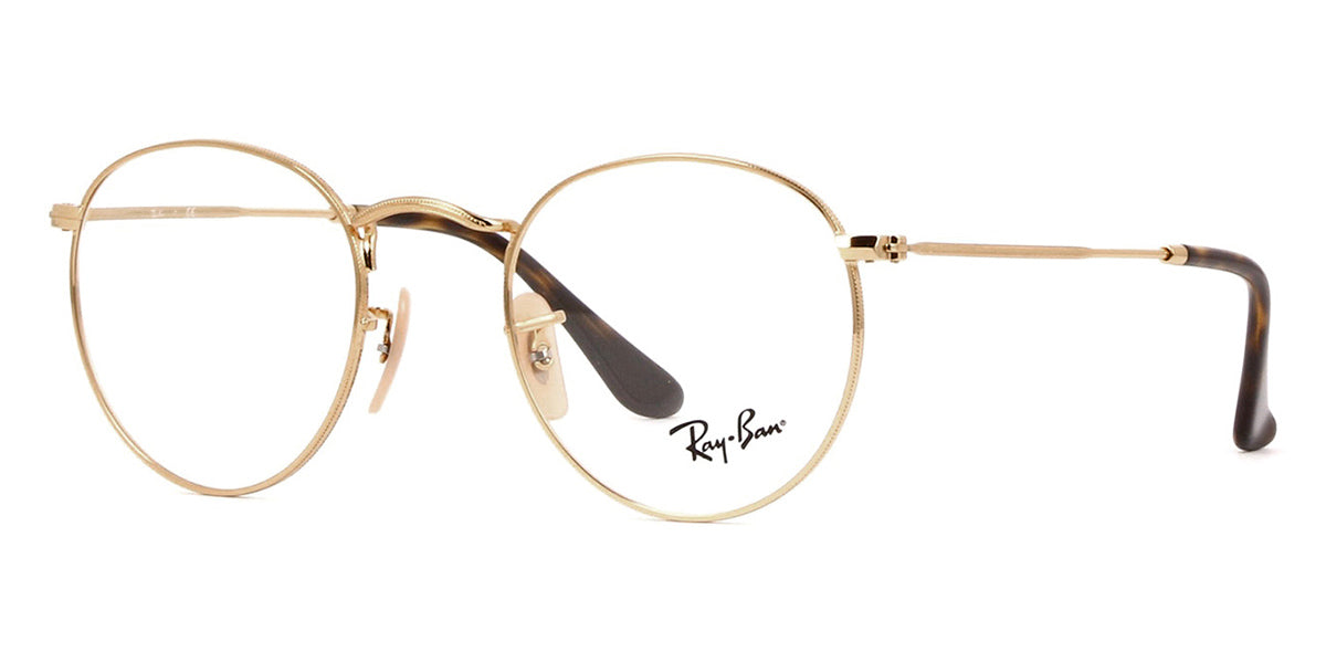 Three quarter view of round RayBan spectacles