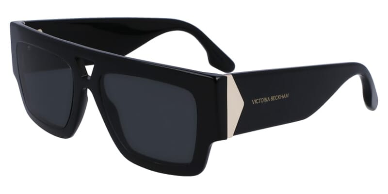 Side view of very large black sunglasses frame
